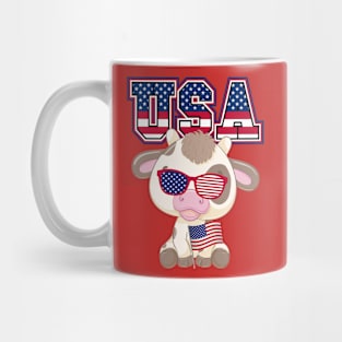 Patriotic USA Cartoon Cow Design Mug